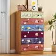 thumbnail image 3 of Ktaxon Wood 7-Drawer Dresser Tall Chest Organizer Unit with Wood Bins Organizer for Bedroom Storage Dresser Drawer Tower for Entryway, Hallway, Closet, Floral Painted Wooden Color, 3 of 8