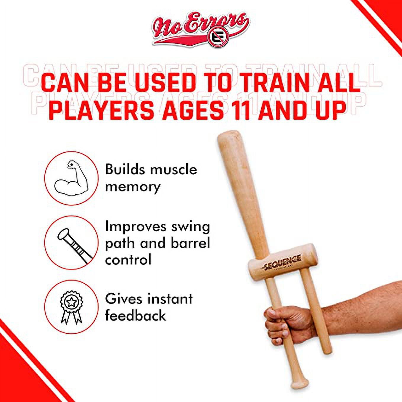 No Errors Sports Sequence Training Bat, The Ultimate Two-Handed Baseball Training Bat. Best Baseball Training Bat for swing and barrel control, Great Bat for Professional Baseball Players and Coaches.