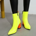 thumbnail image 6 of Babysbule Boots for Women Winter Women's Oversized Colorblock Patent Leather Boots with Block Heel Zipper Booties, 6 of 9