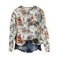 thumbnail image 2 of Women's Sweaters Under $15 Strped Printed Casual Long Sleeve Ladies Loose Hoodless Sweater Blouse, 2 of 3