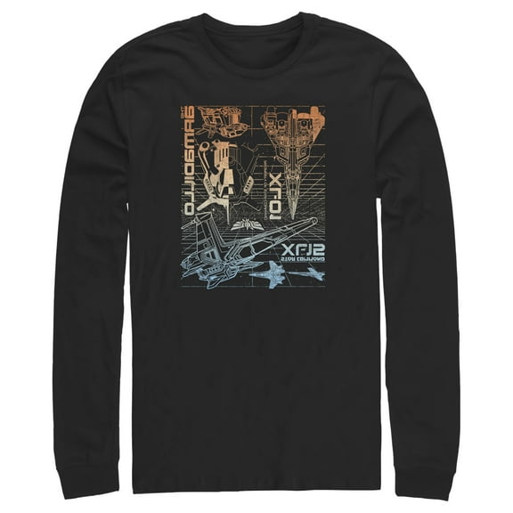 Men's Lightyear Star Command Ships  Long Sleeve Shirt Black 2X Large