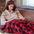 thumbnail image 6 of ROSEKIND Black and Red Buffalo Plaid Sherpa Throw Blanket | OEKO-TEX Certified | Reversible Fleece Throw, All-Season | Throw Size 50x60in, 6 of 9
