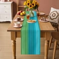 thumbnail image 2 of Blue Green Vertical Stripes Table Runner 70 Inches, Modern Art Color Ombre Bed Runner Dresser Scarves Tabletop for Indoor Outdoor Parties/Ceremony/Banquet, 13" x 70", 2 of 9