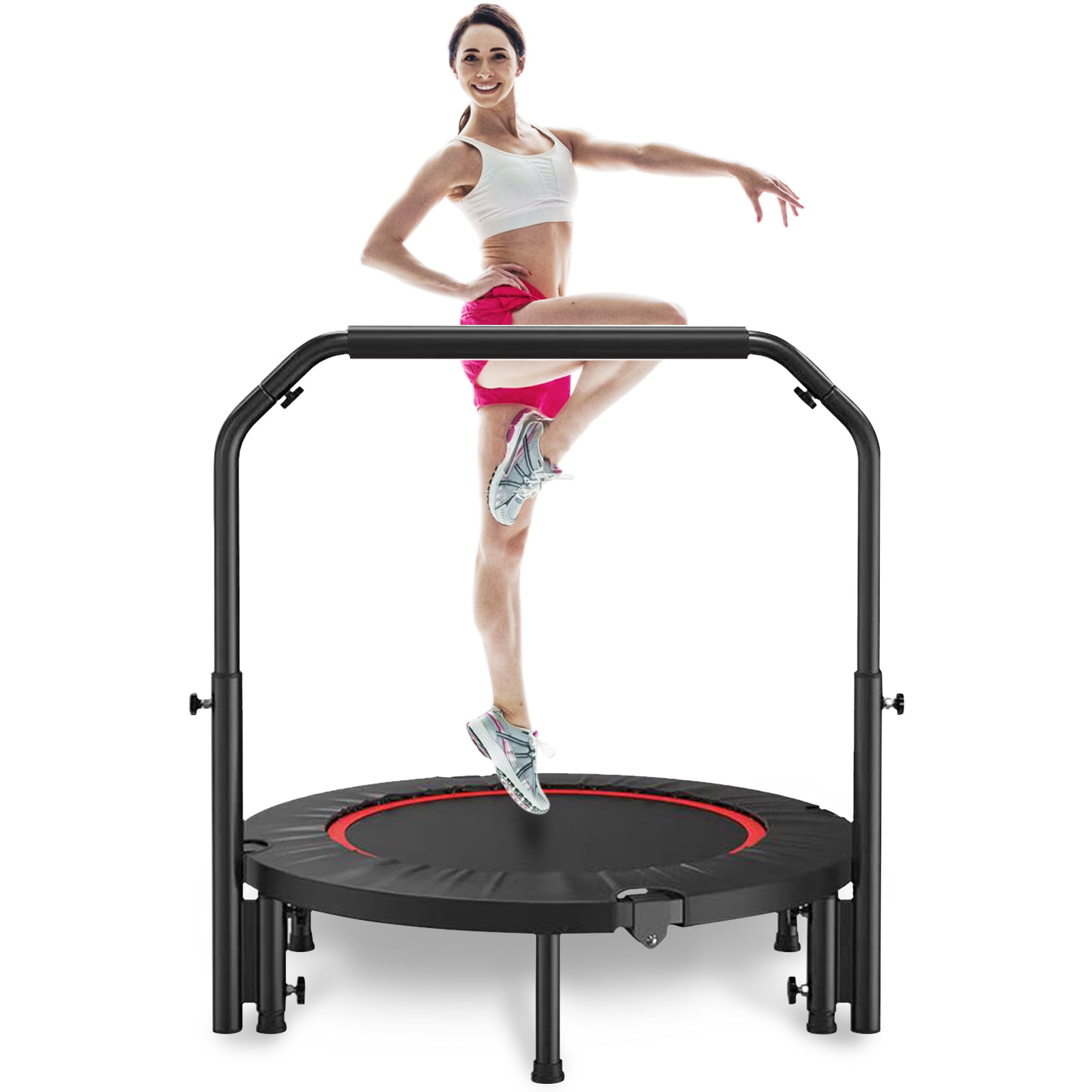 Zupapa Rebounder Trampoline 45 Inch for Adults and Kids Mini Fitness Trampoline with Adjustable Handle Bar for Indoor Garden Workout Cardio Training Max Load 330 lbs 