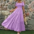 thumbnail image 2 of GDREDA 2024 Robe Maxi Bohème à Fleurs pour Femmes, Design Portefeuille avec Ourlet à Volants et Ceinture Ajustable, Robe Décontractée Fluide Évasée, Violet, G, 2 of 6