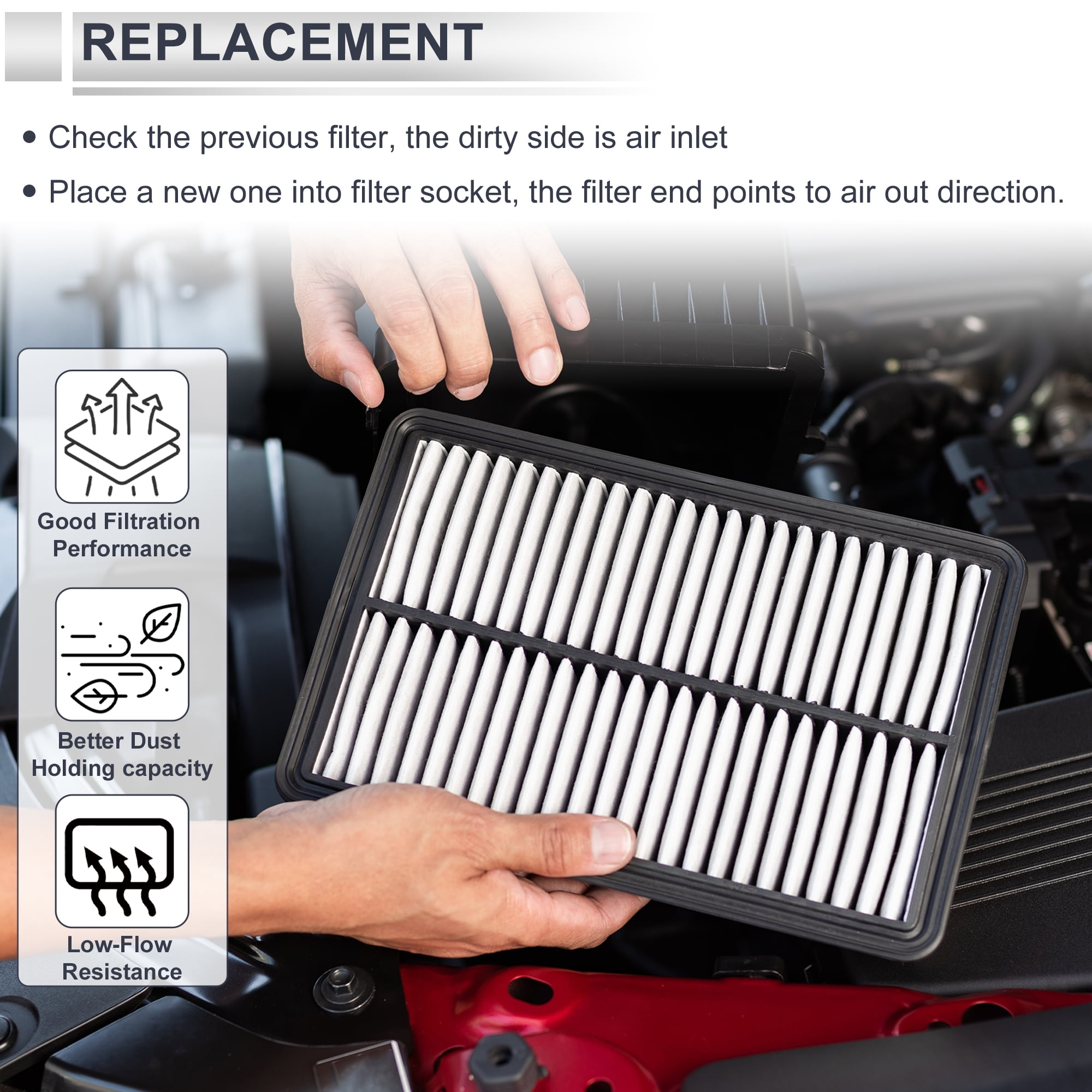 Unique Bargains Engine Air Filter A6540940004 for Mercedes-Benz GLE450 3.0L 2020-2025