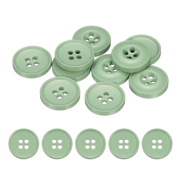 Uxcell 10pcs Sewing Button 18mm 4 Holes Resin Round Crafting Buttons, Fresh Green