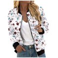 thumbnail image 1 of MKLEKYY Veste en Jean pour Femmes Veste Cardigan Décontractée à Imprimé Complet avec Fermeture Éclair Légère Mode Extérieure, 1 of 4