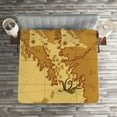 thumbnail image 2 of Ambesonne Sea Quilted Coverlet 3 Pcs, Old Map with Ship Compass, Queen Size, Pale Brown Yellow, 2 of 2