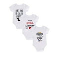 thumbnail image 2 of 3pcs Creative Rompers - Infant Toddler Personalized Letter Print Short Sleeve Jumpsuit, Perfect For Newborn Birth Gift & Photoshoot, 2 of 5