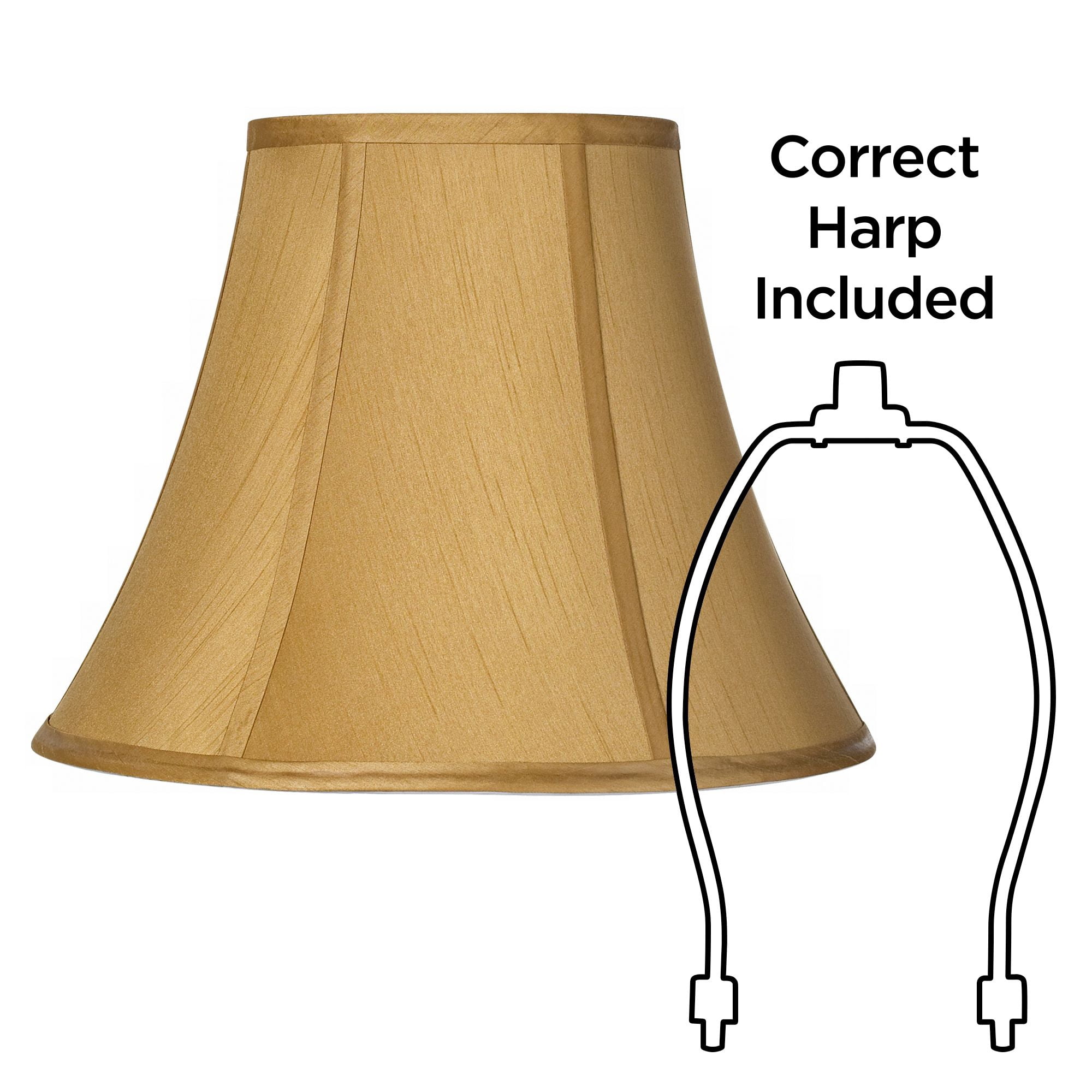 Springcrest Coppery Gold Medium Bell Lamp Shade 7" Top x 14" Bottom x 11" Slant x 10.5" High (Spider) Replacement with Harp and Finial