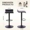 thumbnail image 4 of Juego de 2 Bancos para Barra Todo Negro con Reposapié Altura Ajustable Giratorio 360​​°​​ HOMEMAKE FURNITURE Moderno, 4 of 6
