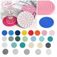 thumbnail image 2 of Woven Round Coaster, Cream White Dark Gray Striped 4.3 Inch Heat Resistant Non Slip Cup Mat For Drinks 1 Pack, 2 of 6