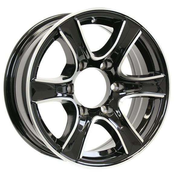 eCustomrim Aluminum Trailer Wheel 15X6 15" Thoroughbred Black 6 Lug On 5.5" Center Rim