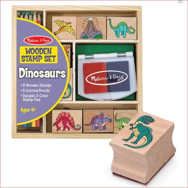Melissa & Doug Ensemble de timbres en bois - Dinosaures