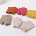 thumbnail image 2 of Guantes sencillos de color caramelo para niños con forro de terciopelo, guantes cálidos de cinco dedos, guantes de invierno gruesos y cálidos para niños, 2 of 5