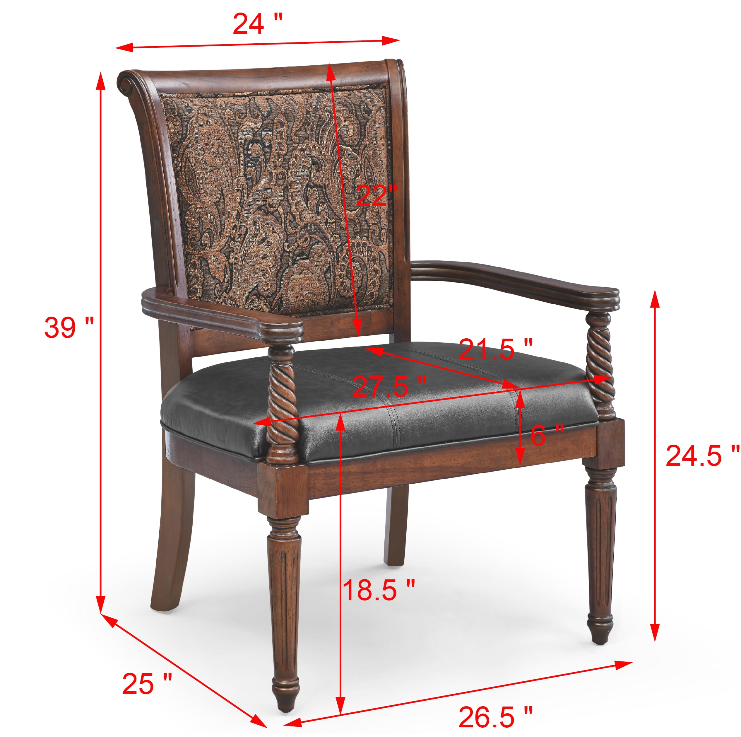 Resenkos European-Style PU leather Wood Dining Chairs Carved Armchair Cffice Chairs Walnut Resenkos European-Style PU leather Wood Dining Chairs Carved Armchair Cffice Chairs Walnut