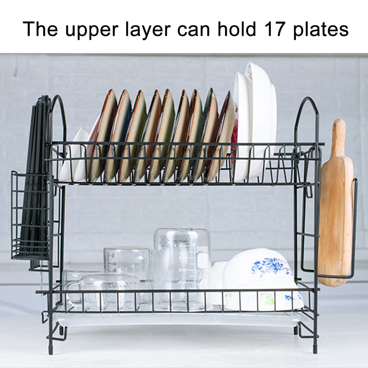 14.04 in.L x 9.95 in. W x 10.34 in. H Pink Standing Metal Kitchen Dish Rack with Pallet
