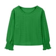 thumbnail image 3 of Likimi Toddler Kids Girls Tees Long Sleeve Solid Color Crewneck T-Shirt Loose Relaxed Soft Spring Fall Tops Size 6-8 Years Green, 3 of 8