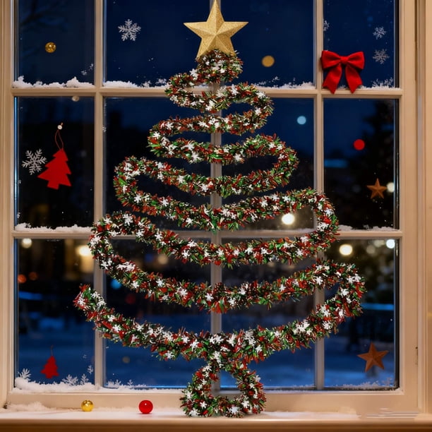 Cintas De Plástico Cinta de ratán grueso para decoración navideña, colgante para árbol, 200 cm, multicolor, para barandillas de escaleras, 1 unidad Rkxzt