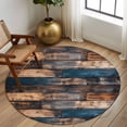 thumbnail image 3 of Vintage Wooden Large Area Rugs for Bedroom Living Room, Soft Non Slip Carpet Bedside Rug, Farmhouse Retro Shabby Wood Round Floor Cover Kitchen Accent Rug 6' for Dining Room/Office, 3 of 9