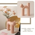 thumbnail image 2 of Cat Shape Vase Cute Kitty Flower Vase Decorative Floral Pipe Shape Plant Vase Ceramic Desktop Vase(Beige), 2 of 7