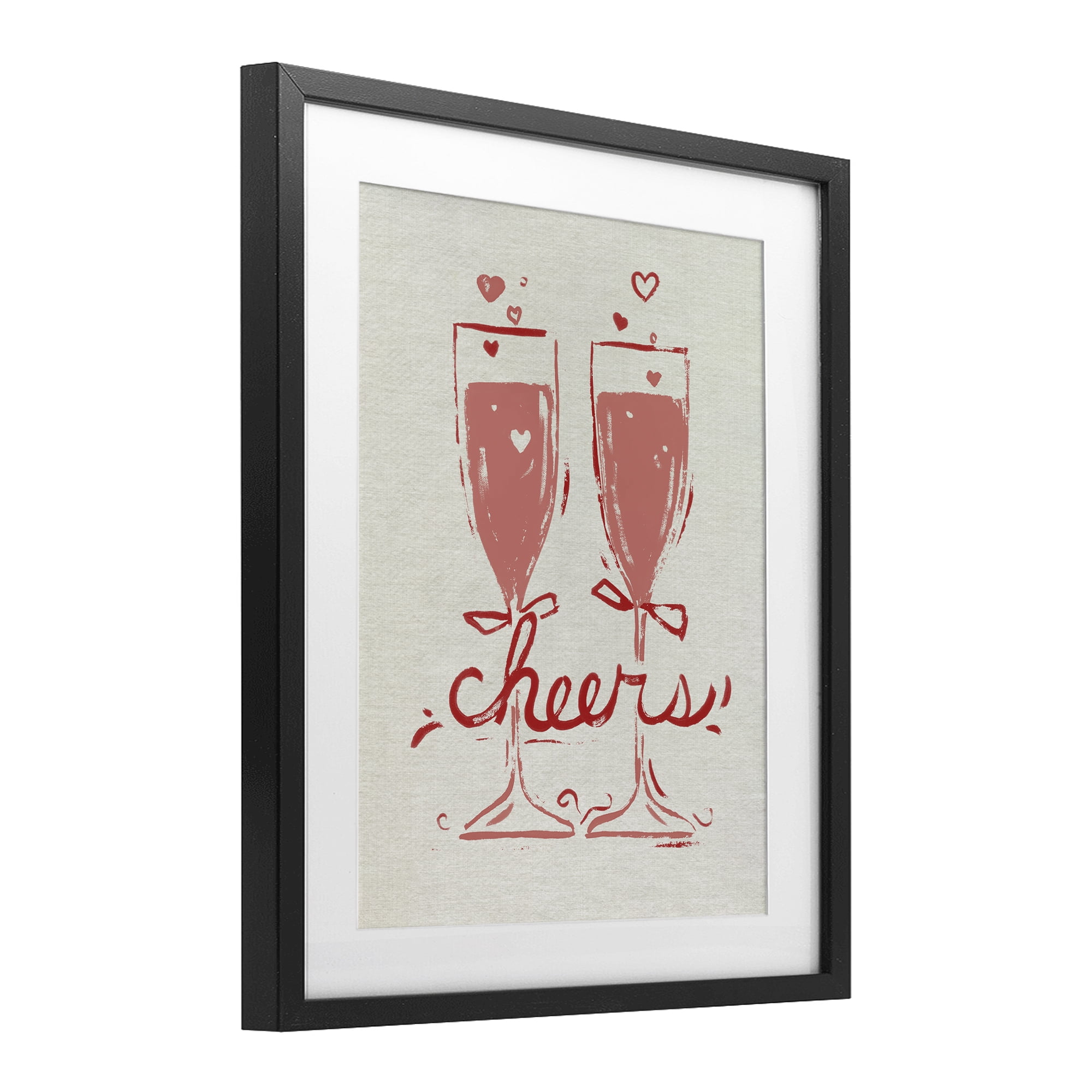 Stupell Industries Romantic Cheers To Love Black Framed Print Under Glass, design by June Erica Vess