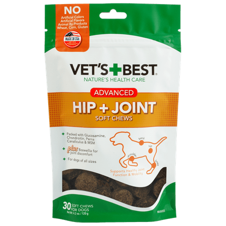 Vet's Best Advanced Hip & Joint Soft Chew Dog Supplements | Formulated with Glucosamine and Chondroitin to Support Dog Joint and Cartilage Health |30 Day (Best Joint Health Supplements)