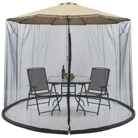 Umbrella With Netting Best Choice Products 9ft Patio Umbrella Bug Screen w/ Zipper Door. Polyester Netting - Black ()