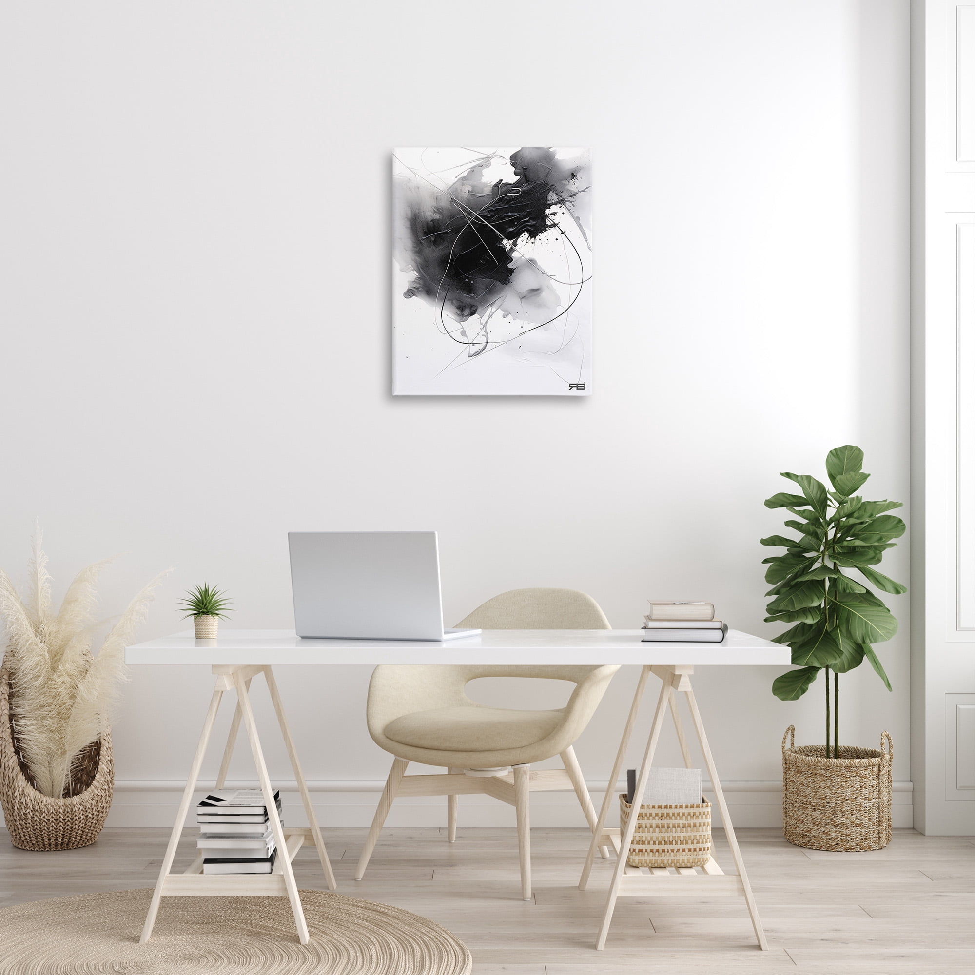 Stupell Industries Contemporary Watercolor Smear Abstract Painting Gallery Wrapped Canvas Art Print Wall Art, 24 x 30