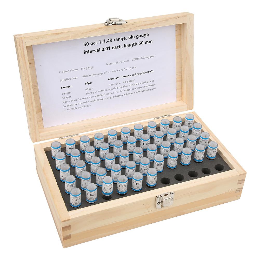 Tebru Pin Gage Set, Pin Gage,50pcs 11.49mm Plug Pin Gage Set 0.001mm