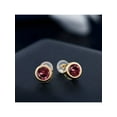 thumbnail image 3 of Gem Stone King 2.00 Ct Round 6mm Red Rhodolite Garnet 14K Yellow Gold Stud Earrings for Women Men, 3 of 3