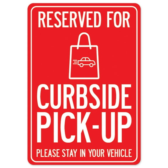 Public Safety Sign - Reserved For Curbside Pick-up | Peel And Stick Wall Graphic | Protect Your Business, Municipality, Home & Colleagues | Made in the USA