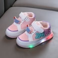 thumbnail image 2 of huajiao Toddler Girls Light Up Shoes Spring PU Leather Walking 𝗙lats 𝗧winkle Lightweight Casual Cute Running Sneakers, 2 of 9