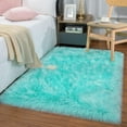 thumbnail image 5 of Softlife Shaggy Faux Rug,Luxury Fluffy Carpet For Living Room,Bedroom,Nursery Room,3'x5',Teal Blue, 5 of 7