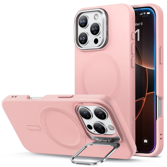 Funda ESR para iPhone 16 Pro de silicona con soporte MagSafe, color rosa