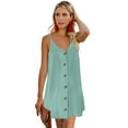 thumbnail image 1 of Women's Pink/Green/Sky Blue Buttoned Slip Dress, 1 of 4