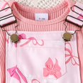 thumbnail image 5 of Hiijoy Infant Girls Summer Outfits Ruffle Short Sleeve Ribbed Romper Bow Print Overall Shorts, Sizes 18-24M, 5 of 8