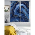 thumbnail image 4 of Sheer Curtains 63 Inches Long, Navy Blue Marble Light Filtering Window Curtains for Living Room, Contemporary Ink Painting Abstract Rod Pocket Voile Sheer Curtain Drapes, 52"W x 63"L, 2 Panels, 4 of 8