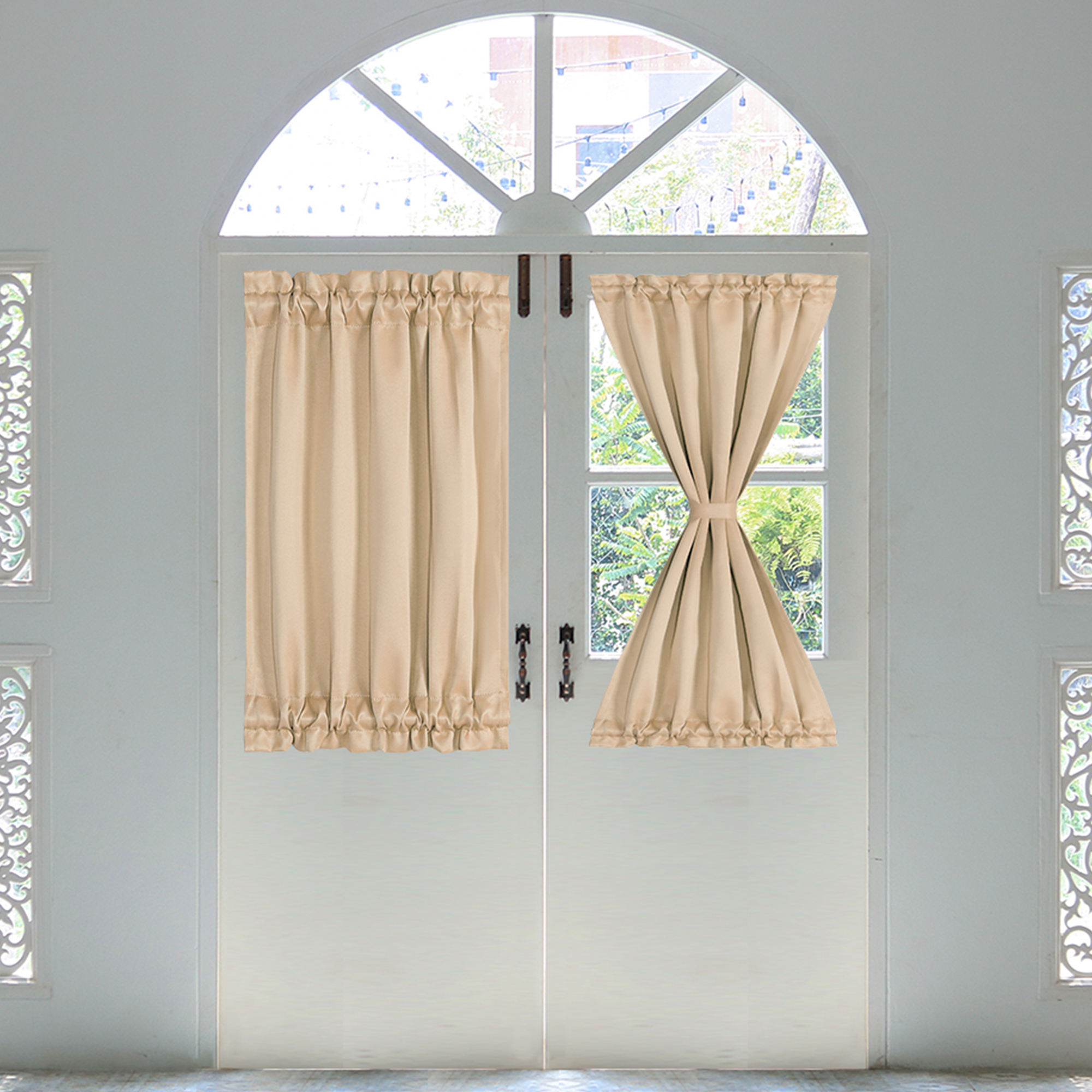 PiccoCasa 1 Panel Door Curtains Home Blackout Window Curtains, Khaki W25" x L40"