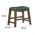 thumbnail image 2 of Miel 20 Inch Dining Stool- Green Faux Leather- Brown Solid Wood- Nailheads, 2 of 6