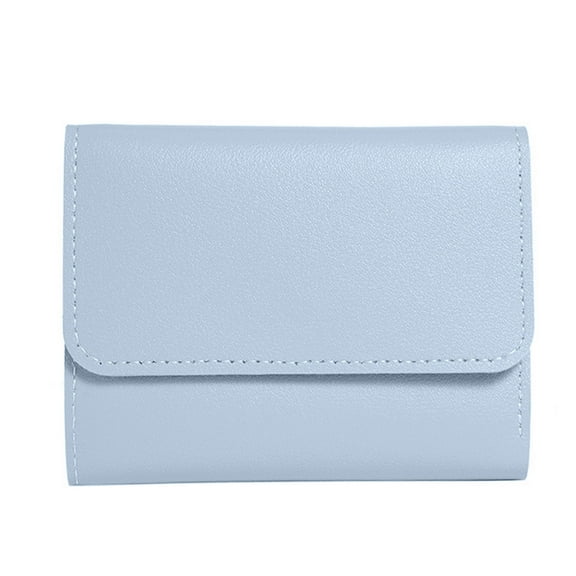 Multi Card Holder Womens Compact Short Wallet Classical Solid Color Short Purse with Clear Window Cash Coin Organizers