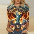 thumbnail image 2 of GERsome American Flag Tops for Women 4th of July Patriotic T-Shirt USA Flag Stars Stripes Graphic 3/4 Sleeve Crewneck Shirts Loose Fit Summer Tee S-5XL, 2 of 5