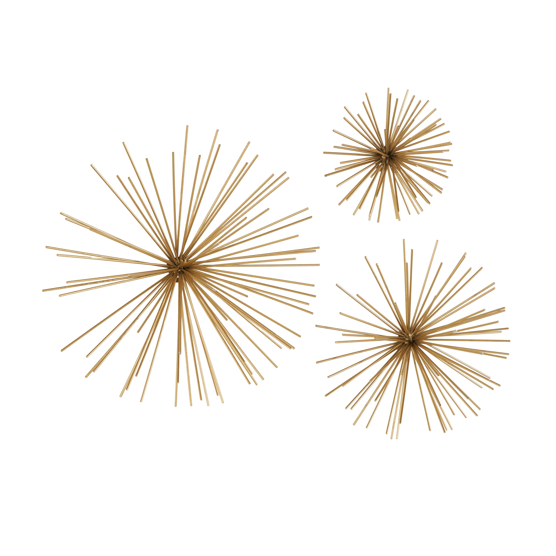 DecMode Gold Metal 3D Long Spike Starburst Wall Decor (3 Count)