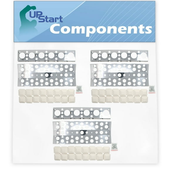 3 Pack BBQ Grill Heat Shield Plate Tent Replacement for Turbo Cg4tdbrn, 720 0057 3b, 720 0057 4b, 750 0058 4brb, Cg3ckw, Cg3ckwn, Cg3tcbn, Cg3tcbrn - Stainless Steel Flame Tamer, Burner Cover 16 1/2"