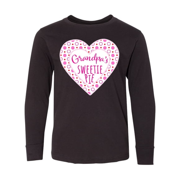 Inktastic Grandpa's Sweetie Pie with Pink Hearts Long Sleeve Youth T-Shirt