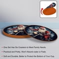thumbnail image 4 of Santa Claus Round Coasters 6PCS Set in Microfiber Leather, 11x11 cm/4.3x4.3 in, & Stylish Drink Mats for Table, 4 of 6