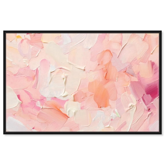 Blush Coral Lands Canvas Pastel Abstract Art by Art Remedy, Black Frame, 15" x 10"