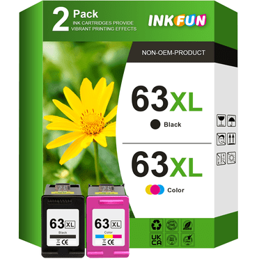 63XL Ink Compatible for HP 63 Ink Cartridges Black and Tri-Color for Printer Ink HP 63 for HP OfficeJet 3830 (Black Tri-Color)
