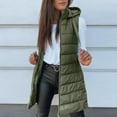 thumbnail image 6 of Dwralegc Women Long Vest Quilted Sleeveless Fall Winter Fashion Hooded Vest Warm Puffy Outwear Solid Color Zip Up Long Vest Outwear with Pockets Army Green 2XL, 6 of 7